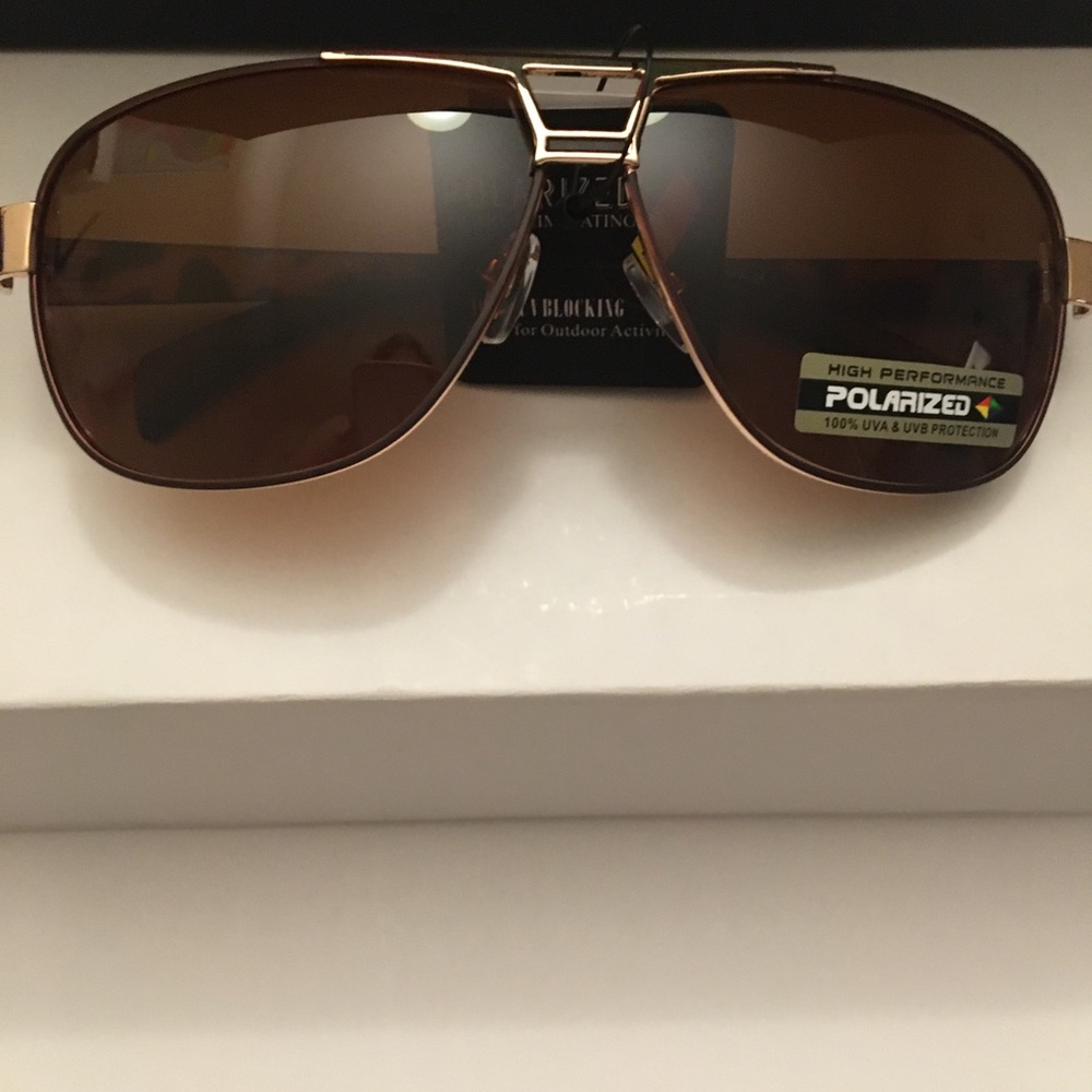 POLARIZED Unisex Brown Lens Aviators - Picture 3 of 9